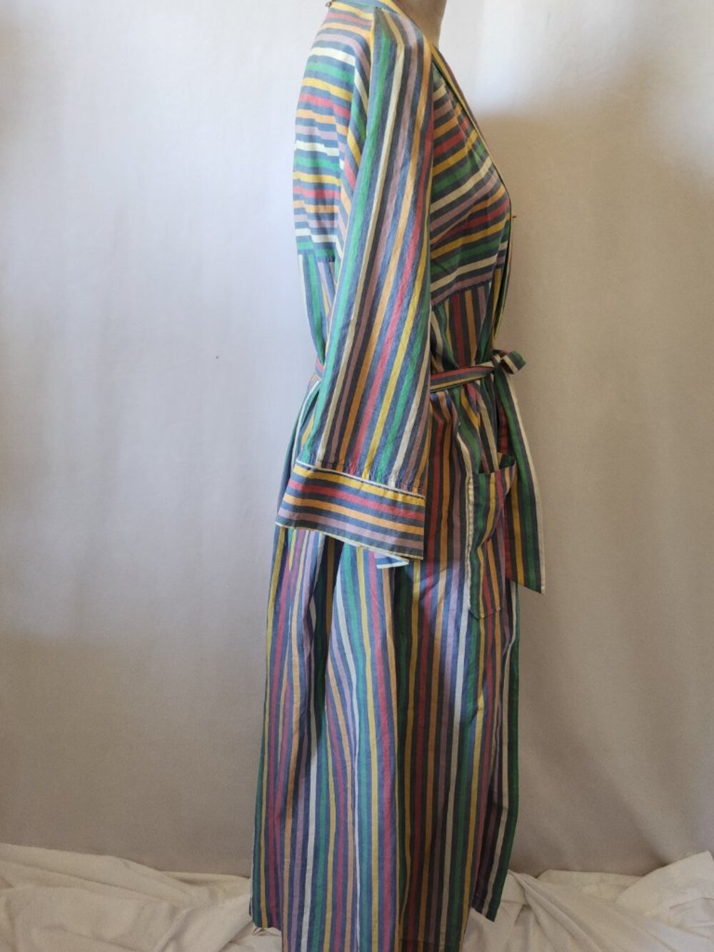 Christian Dior Monsieur OS Unisex Multi-Color Striped Front Pockets Belted Robe - Picture 10 of 12